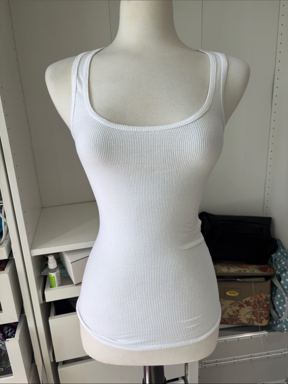 Zenana Outfitters White Ribbed Scoop Neck Tank